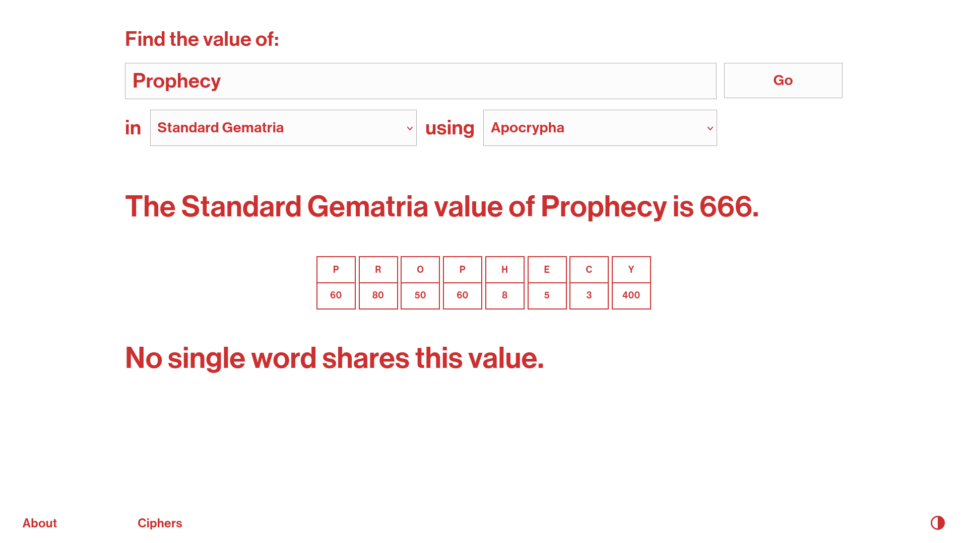 Calculation results light mode.