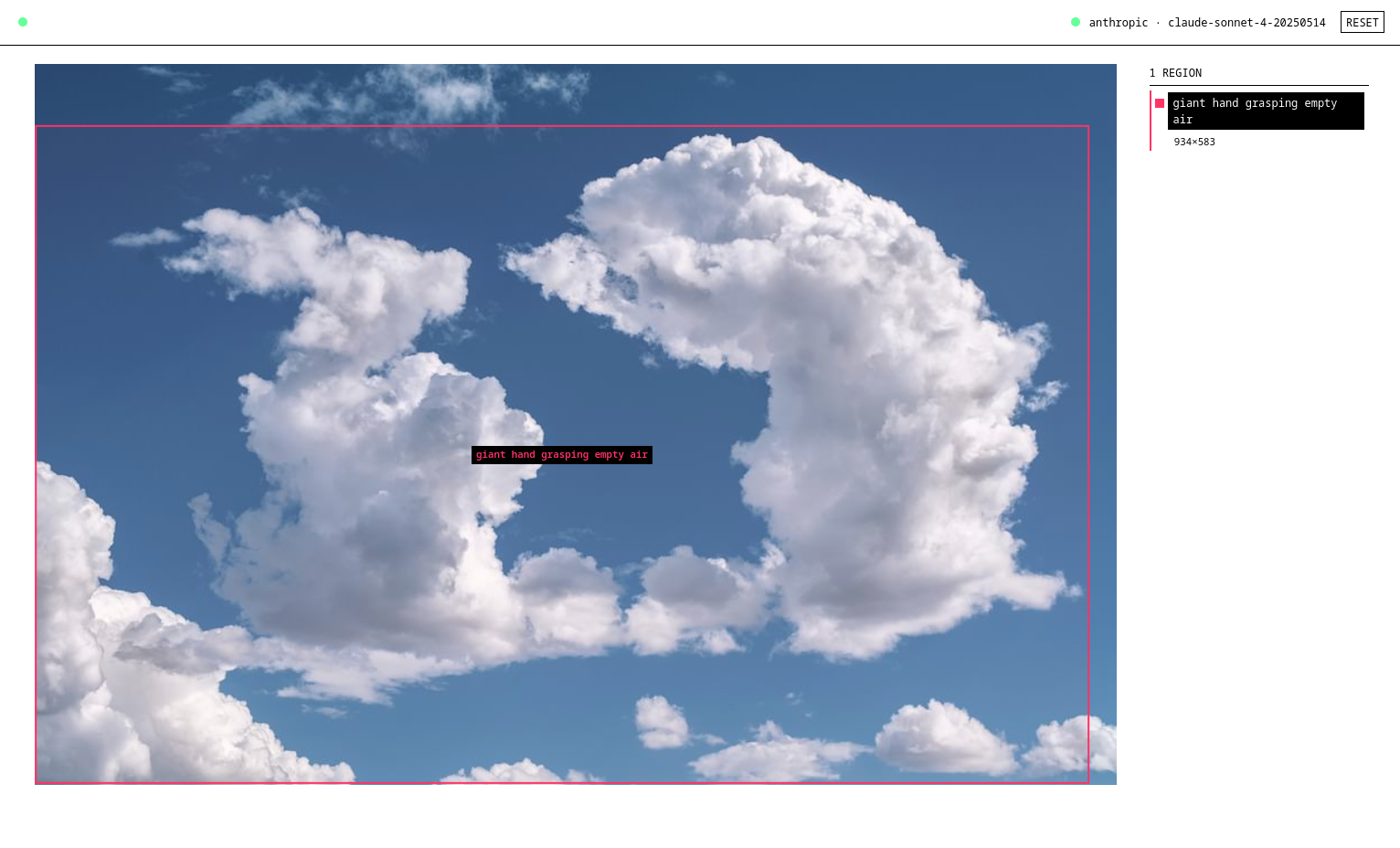 Clouds: Giant hand grasping empty air