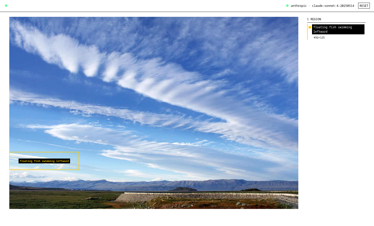 Clouds: Floating fish swimming leftward