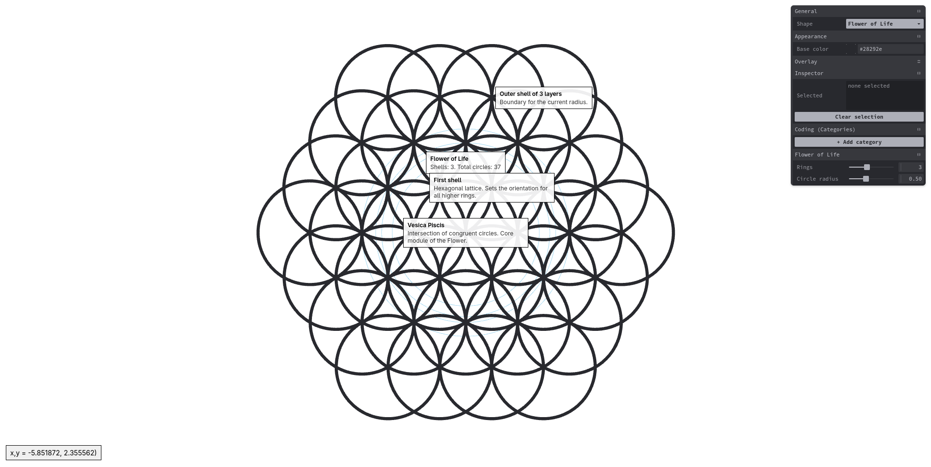 Flower of Life view from sacred geometry renderer